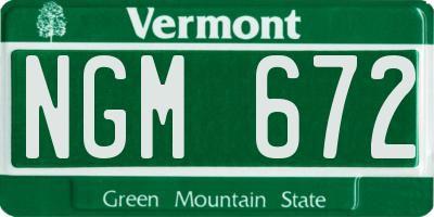 VT license plate NGM672