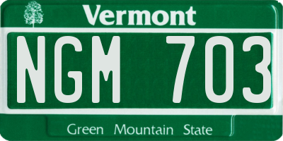 VT license plate NGM703
