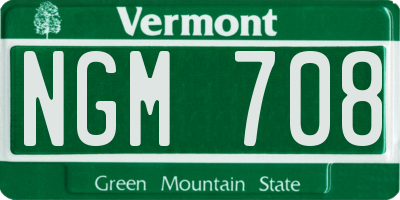 VT license plate NGM708