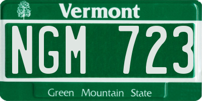 VT license plate NGM723