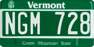 VT license plate NGM728