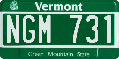VT license plate NGM731