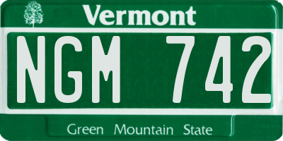 VT license plate NGM742