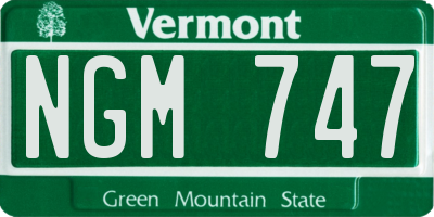 VT license plate NGM747