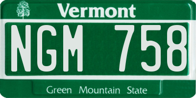 VT license plate NGM758