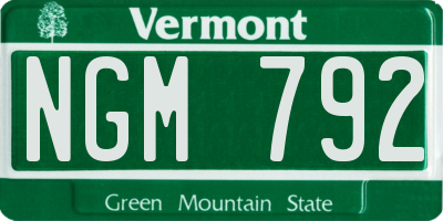 VT license plate NGM792