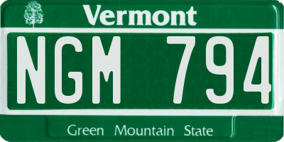 VT license plate NGM794