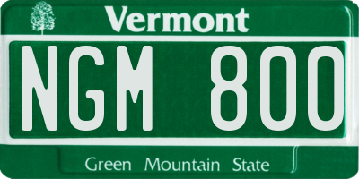 VT license plate NGM800