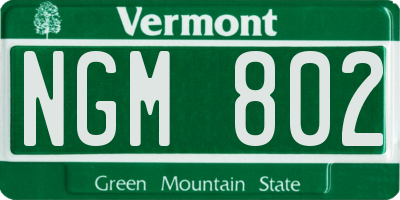 VT license plate NGM802
