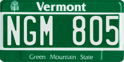 VT license plate NGM805