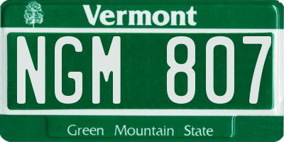 VT license plate NGM807