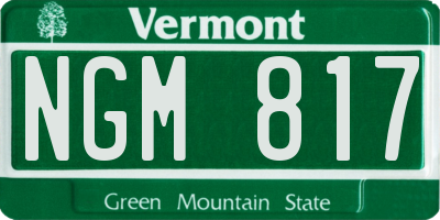 VT license plate NGM817