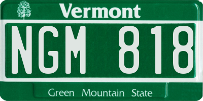 VT license plate NGM818