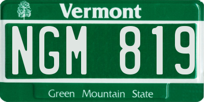 VT license plate NGM819