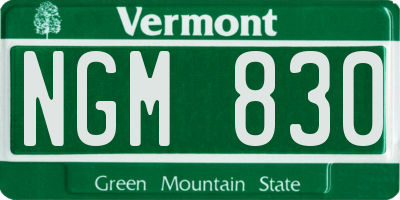 VT license plate NGM830