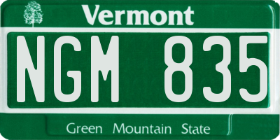 VT license plate NGM835