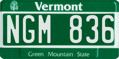 VT license plate NGM836