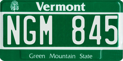 VT license plate NGM845