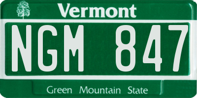 VT license plate NGM847