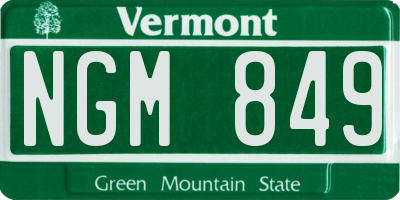 VT license plate NGM849