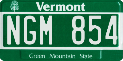 VT license plate NGM854