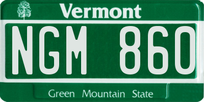 VT license plate NGM860