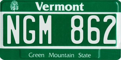 VT license plate NGM862
