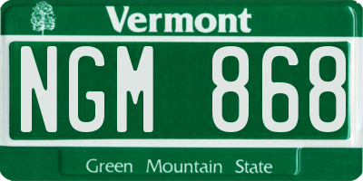 VT license plate NGM868