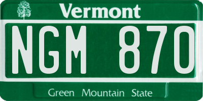 VT license plate NGM870