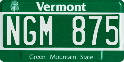 VT license plate NGM875