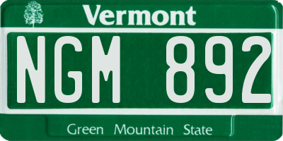 VT license plate NGM892