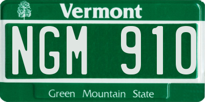 VT license plate NGM910