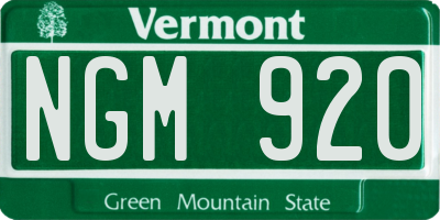 VT license plate NGM920