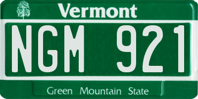 VT license plate NGM921