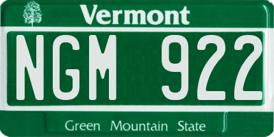 VT license plate NGM922