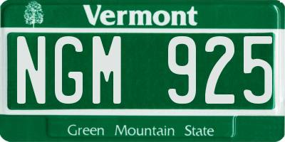 VT license plate NGM925