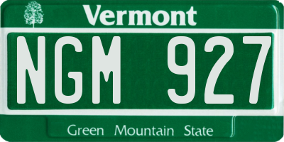 VT license plate NGM927