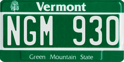 VT license plate NGM930