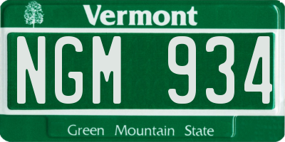 VT license plate NGM934