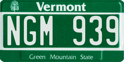 VT license plate NGM939