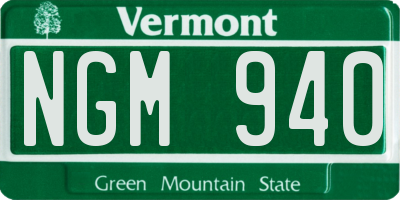 VT license plate NGM940