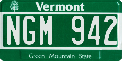 VT license plate NGM942