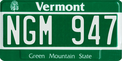 VT license plate NGM947