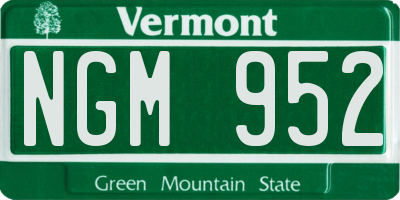 VT license plate NGM952