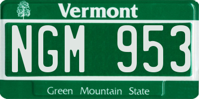VT license plate NGM953
