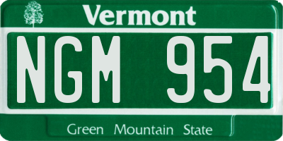 VT license plate NGM954