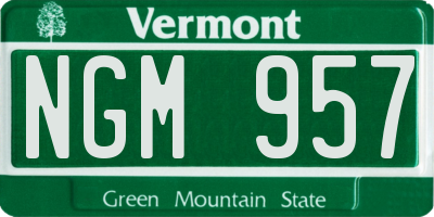 VT license plate NGM957