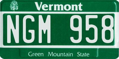 VT license plate NGM958