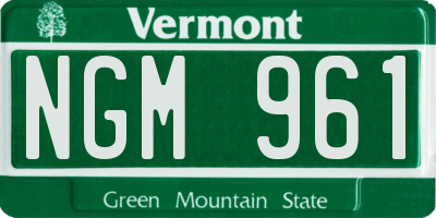 VT license plate NGM961