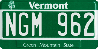 VT license plate NGM962